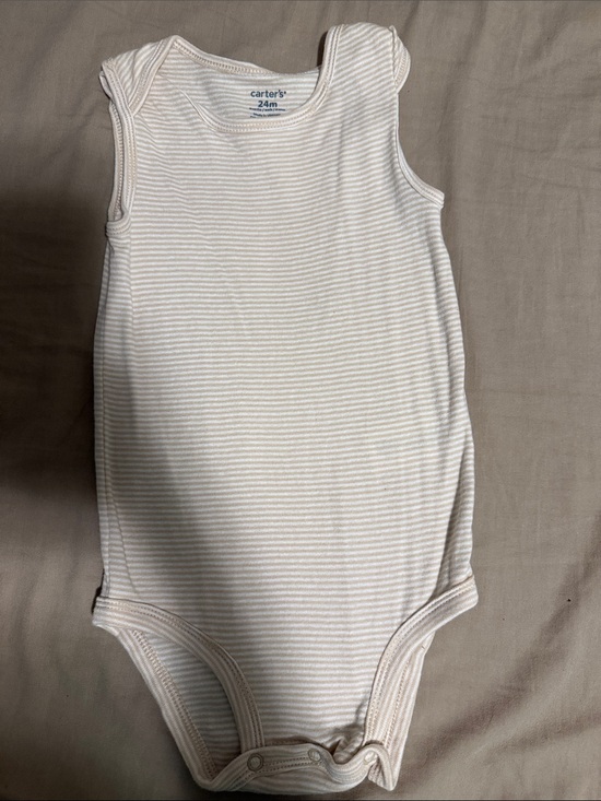 Carter's Other - NWOT 24 months Carter's Cream and White Striped Sleeveless One-Piece Bodysuit